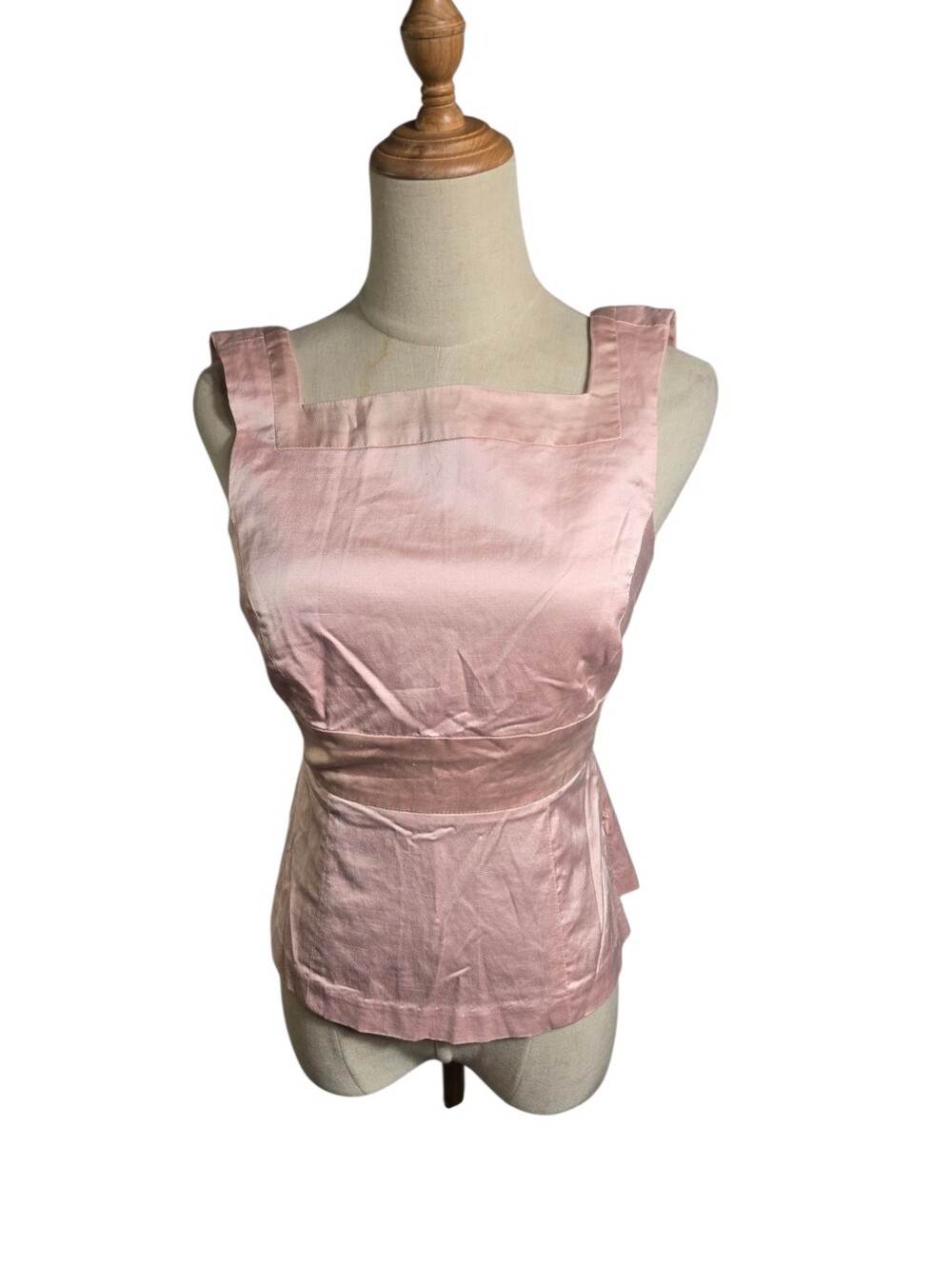 Bebe Y2K Pink Satin Peplum Tank Top